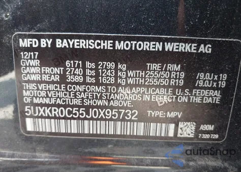 2018 BMW X5 xDrive35I from USA, damaged, VIN 5UXKR0C55J0X95732